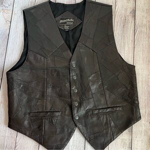 Katch Me Too West Patchwork Vintage Leather Vest Medium